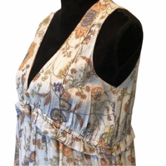 Rachel Zoe NWT floral v neck sleeveless cotton maxi dress cottagecore size small - Picture 5 of 12